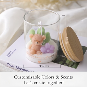 Vela Aromática <span class=keywords><strong>de</strong></span> Cera <span class=keywords><strong>de</strong></span> Soya Arovi-Teddy Bear en Vaso <span class=keywords><strong>de</strong></span> Vidrio, Decoración y Regalo Premium, Seguro para Mascotas y Niños, para Revelación <span class=keywords><strong>de</strong></span> Género y Bautizo - Product Image 5