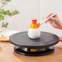 Support tournant rond en plastique noir Metasan pour gâteaux, spatule à crème, ensemble d'outils de pâtisserie DIY, boîte pour desserts et aliments