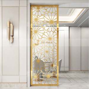 Lobby Gold Stainless Steel Durable Multifunctional Waterproof Translucent <b>Room</b> <b>Divider</b> Indoor <b>Hanging</b> Screen Partition - Product Image 5