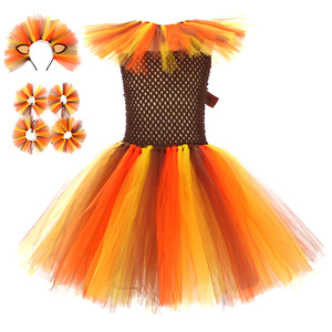 Disfraz de León para Niñas HP, Tutú de Tul Naranja Marrón con Diadema para Fiesta de Halloween - Product Image 2