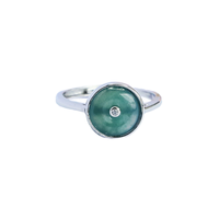 Bagues ajustables en pierre naturelle vintage, jade bleu du Myanmar, jadéite, pour femme, cadeau