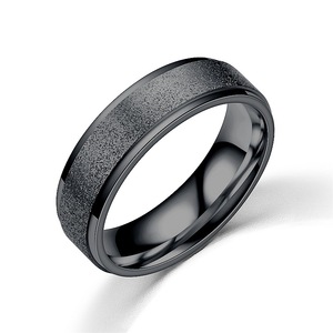 Jane Eyre-anillo de compromiso para parejas, 6mm, arena esmerilada, chapado en oro de 18K, acero inoxidable, venta al por mayor - Product Image 4