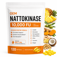 Nattokinase en gélules molles 10000 FU, marque blanche, enzyme systémique, fabrication GMP, supplément en vrac, vente en gros