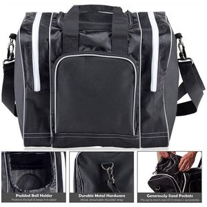 <b>Bowling</b> Ball Bag for Single Ball <b>Bowling</b> Bag Tote for 1 Ball and Shoes with Padded Holder and 2 Pockets - Product Image 4