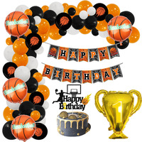 Guirlande et ensemble de décoration de ballons en aluminium pour fête d'anniversaire sur le thème du basketball, style Instagram, pour événements transfrontaliers