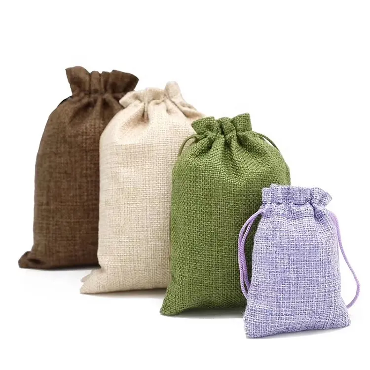 15Cm X 20Cm Fabriek Prijs Aangepast Verschillende Kleuren Linnen Zakje Jute Trekkoord Gift Bag Voor Sieraden Verpakking