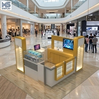 Station de recharge pour téléphones portables personnalisable 3x3 mètres, casiers, kiosque, accessoires, éclairage LED moderne pour centres commerciaux et commerces de détail