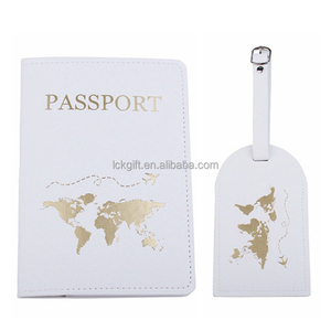 2024 bas quantité minimale de commande élégant voyage pas cher en cuir PU blanc porte-passeport étiquette de bagage ensemble - Product Image 1