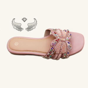 Sandali da donna <span class=keywords><strong>con</strong></span> suola morbida da spiaggia di alta qualità <span class=keywords><strong>con</strong></span> papillon e strass, pantofole da donna leggere - Product Image 3