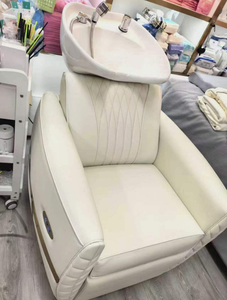 Fauteuil de massage capillaire de luxe rose au design original avec vapeur intégrée pour spa et salon de coiffure, lit de lavage pour cheveux à vendre - Product Image 2