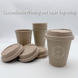 แก้วกาแฟเก็บความร้อนแบบย่อยสลายได้ รุ่นใหม่ ดีไซน์พิเศษ หรูหรา เป็นมิตรต่อสิ่งแวดล้อม ขนาด 12 ออนซ์ ทำจากเส้นใยชา ปลอดสารพิษ ปราศจากสาร BPA ปี 2025 - Product Image 3