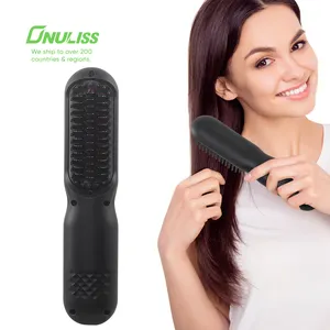 Rechargeable Cordless Hair Straightener Brush USB Powered Hot Comb with Negative Ion Iron for Hotel Use