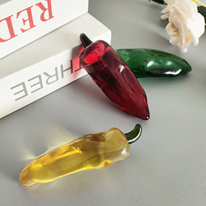 Dijes vegetales <span class=keywords><strong>Cristal</strong></span> Pimienta <span class=keywords><strong>verde</strong></span> Decoración para el hogar <span class=keywords><strong>Cristal</strong></span> Chili Figuritas Vidrio Pimienta Pisapapeles - Product Image 5