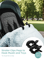 Accessoire de voyage multifonctionnel Large bouche étroitement noir 2 Pcs Blanket Clamp Baby Stroller Clips