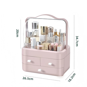 Boîte de rangement cosmétique à double ouverture en plastique pour le bureau, la coiffeuse, le tiroir, les bijoux, les soins de la peau, étagère de rangement de haut niveau - Product Image 5