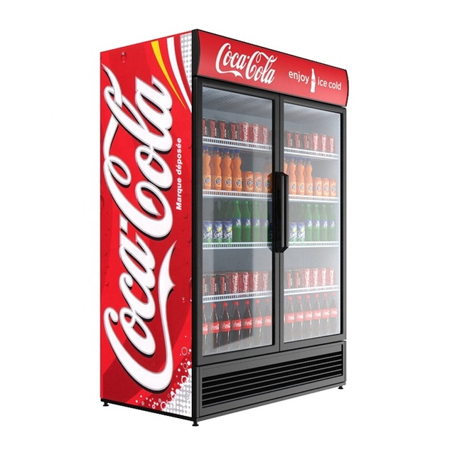 Mini Upright Display Cooler Supermarket Drinks Glass Door Refrigerator