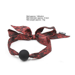 Chinesischer Stil Roter Druck Silikon Sphärischer Mund Ball Tie-On Mund knebel Weiblich Oral Bondage Sexspielzeug - Product Image 6
