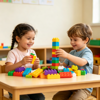 Ensemble de 58 pièces de jouets de construction pour enfants, maison de poupée DIY, éducatif, en plastique ABS de haute qualité, aire de jeux familiale