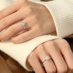 Cincin modis 18k lapis emas putih, cincin perak 925 dengan Vvs1 Moissanite berlian, cincin janji kustom untuk wanita - Product Image 4