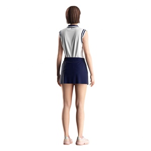 เสื้อโปโลแขนกุดผู้หญิง สีขาวกรมท่า สำหรับฝึกซ้อมกอล์ฟ - Product Image 4