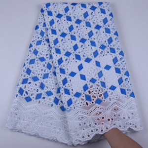 Bordado 100% tela de encaje de algodón seco con cuentas para vestido de fiesta encaje de algodón de gasa suiza de Dubái de alta calidad con piedras 1710 - Product Image 4