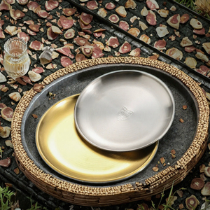 Assiette Coréenne en Acier Inoxydable 304 Écologique pour la Rentrée Scolaire, Plateau Commercial Doré pour Barbecue, Assiette à Gâteau, Assiette à Os, Assiette Plate - Product Image 3