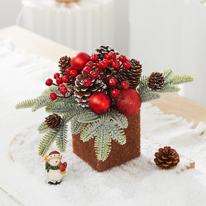 Mini-sapins de Noël artificiels assortis <span class=keywords><strong>en</strong></span> <span class=keywords><strong>pot</strong></span>, décorations de table, petits pinnets de Noël pour la décoration de la maison et du bureau - Product Image 2