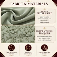 Robe de soirée sirène vert sauge, épaules dénudées, broderie florale 3D, manches cape, longueur ras du sol, coupe trompette, robe de cérémonie, personnalisable OEM/ODM
