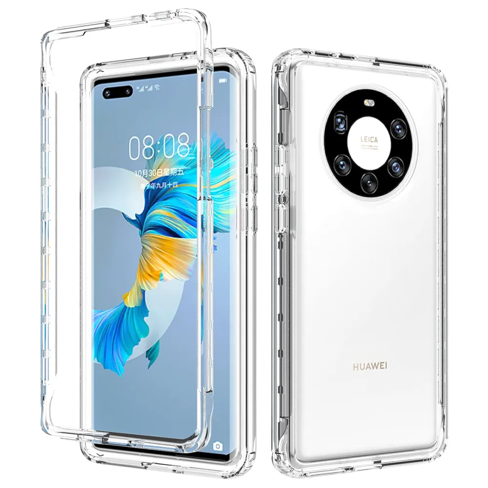 Ốp Lưng Điện Thoại Trong Suốt 360 Ốp Lưng Bảo Vệ Toàn Diện Cho Huawei Mate 40 Pro + Ốp Lưng Có Nắp Trước