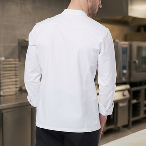 Uniformes de chef noir et blanc, vestes de cuisine professionnelles, hôtel, bistrot, boulangerie, veste de chef unisexe à manches longues, double boutonnage, toile - Product Image 3
