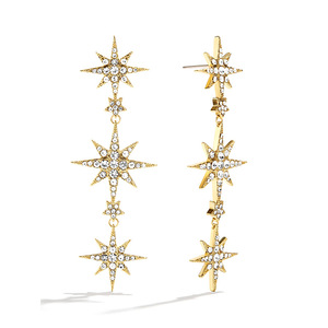 ต่างหูห้อยประดับพลอยเทียมรูป<span class=keywords><strong>ดาว</strong></span>และพระจันทร์ของผู้หญิงต่างหูเครื่องประดับแฟชั่นแบบแถบ zhex - Product Image 2