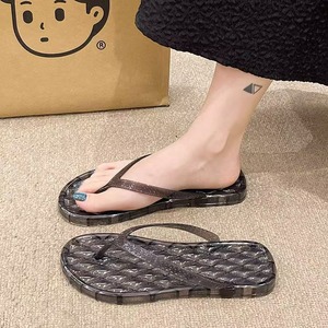 Tongs pour femmes en cristal transparent avec motif diamant, ajourées et à drainage d'eau, pour l'été, l'extérieur et la plage - Product Image 2