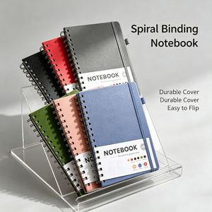 Carnet de notes A5 à spirale avec surface texturée en PVC, 100 feuilles, écriture fluide sans bavures d'encre - Product Image 2