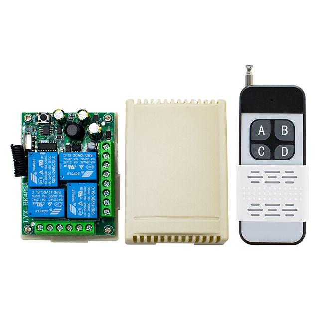 Universal Wireless Remote Control Switch AC 220V 85-256V 4CH Relay Receiver Module & 4 Channel RF Controller 433 Mhz Transmitter