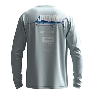 เสื้อตกปลาพิมพ์ลายพรางกันน้ำสีเทาอ่อนสไตล์มินิมอล แห้งเร็ว น้ำหนักเบา UPF50 สำหรับผู้ชาย แขนยาว - Product Image 5