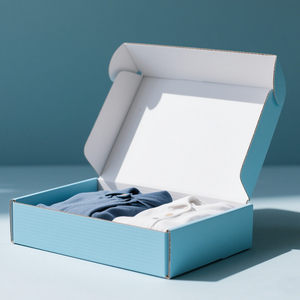 Caja de correo de envío de papel Kraft corrugado ecológico con logotipo personalizado, embalaje de exhibición en relieve con revestimiento UV para embalaje de ropa - Product Image 2