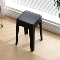Tabouret carré empilable en plastique rembourré Richwell PP-ST03 - Design minimaliste moderne pour la maison, le salon, la salle à manger, chaise ottoman