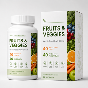 Suplemento de Frutas y Verduras de Marca Privada 40+40 Mezcla Diaria de Alimentos Integrales Sin OGM Sin Gluten Cápsulas de Superalimentos OEM - Product Image 1
