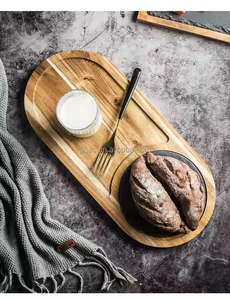 Tabla de Servir de Pizarra para Carne, Bandeja de Madera para Charcutería, Tabla de Cortar de Madera de Acacia para Asar, Bandeja de Pizarra de Acacia - Product Image 3