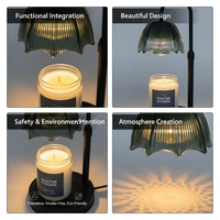 Nouvelle Arrivée Lampe Chauffe-Bougie Électrique en Métal et Verre en Forme de Fleur avec Abat-jour en Cristal, Intensité Réglable et Hauteur Ajustable, avec 2 Ampoules