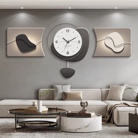 Grosir Pabrik 3pcs/set Jam Dekorasi Ruang Tamu Mewah Ringan Lampu LED High-end Logam Akrilik Kaca Dekorasi Rumah Seni Dinding