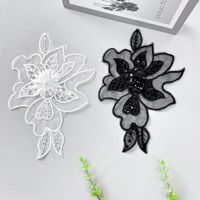 Vente en gros Fait à la Main 3d Grandes Fleurs Patch Sequin Perle Applique Florale pour Robes de Mariée Accessoires de Couture sur Vêtements