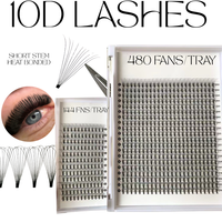 UNIQUE LASHES Extensions de cils préfabriquées faites à la main 0.05 8D, en PBT coréen noir intense, pour volume méga 8D 9D 10D