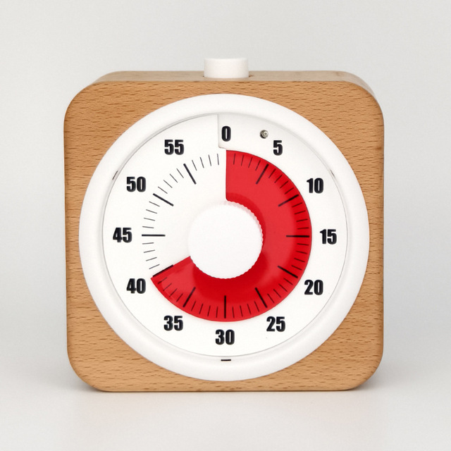 Wooden Visual Timer with LED Night Light, 60-Minute Rechargeable Countdown Timer, Silent Time Management Tool for Kids Study