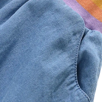 Service OEM - Ensembles de vêtements pour enfants décontractés rayés respirants printemps/automne pour filles - T-shirt et short en jean pour enfants