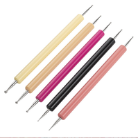 Lot de 5 stylos à points pour ongles en plastique coloré, outils pour ongles, stylo à points pour ongles double face