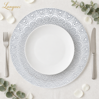 Assiette de présentation ronde en verre transparent motif mandala argenté pour la décoration de table de mariage, banquet ou événement
