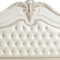 Ensemble de lit ivoire français 3 pièces avec cadre capitonné diamanté doré argenté et 2 tables de chevet, tailles Queen, King, Cal King pour hôtel