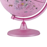 Globe terrestre lumineux rose de 10 pouces pour enfants avec carte animale, veilleuse LED, jouet éducatif de géographie pour enfants