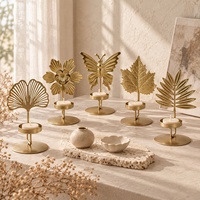 Support décoratif en fer pour bougie parfumée nordique, motif feuille d'érable, papillon, petite fleur, feuille de Ginkgo, feuille de Zong